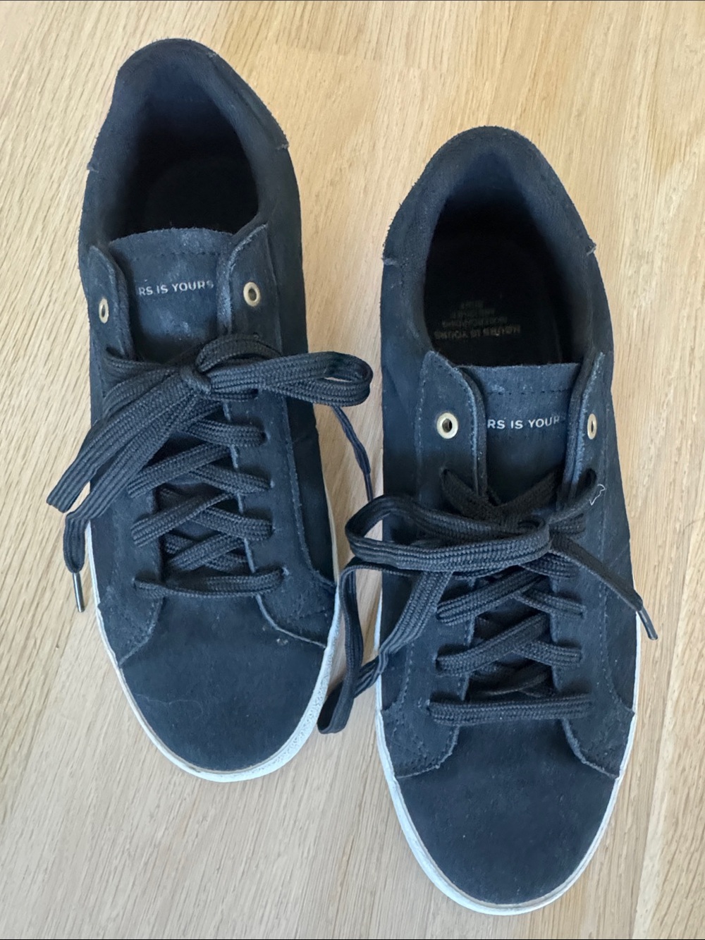Black Suede Low-Top Lace-Up Sneakers